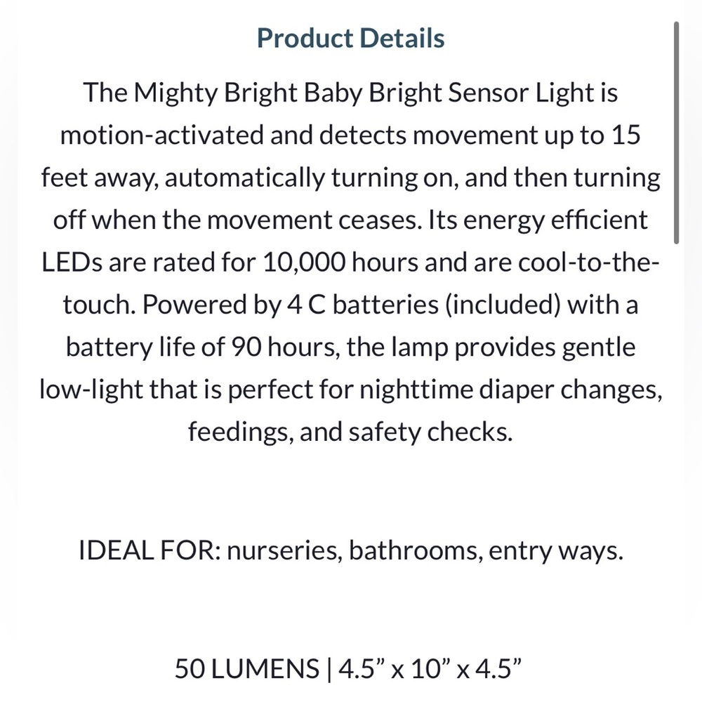 Baby Bright Motion Activated Sensor Light /Lamp for Nursery - Picture 4 of 4